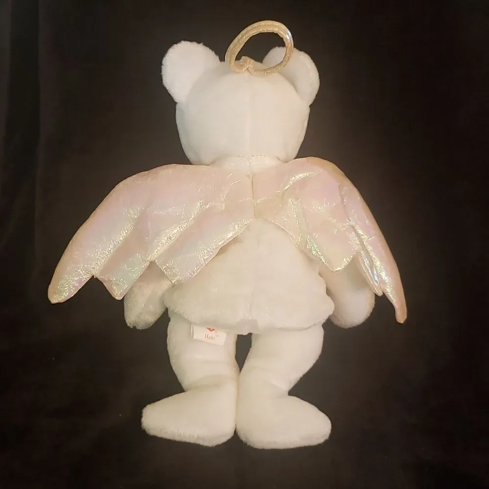 Vintage 1998 Ty Beanie Baby HALO the Angel Bear